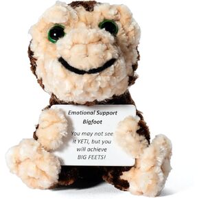 Bigfoot Emotional Support Crochet Doll - Funny Positive Crochet Animals - Mini Yeti Plush with Encouragement Card - Sasquatch Handmade Crochet Positive Gifts for Women, Men, and Teens