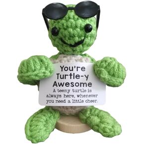 Mini Funny Positive Crochet Animals Already Made Teacher Appreciation Gifts Turtle Stuffed Animal Emotional Support Crochet Turtles inspirational gifts for Women Men Boys Girls Holiday Birthday Gifts