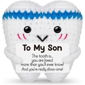 Funny Positive Crochet Tooth Gifts for Fathers Day,Small Cute Handmade Knitted Stuff,Birthday Gifts for Women Men Her Him Best Friend Dental Teen Girls Boys,Emotional Support Crochet Tooth Fairy Decor