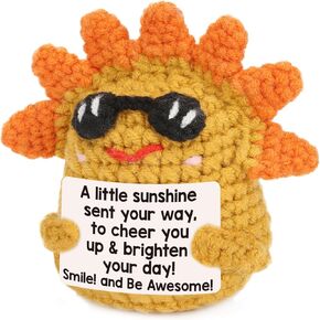 Mini Emotional Sunshine Support Gifts - Inspirational Cheer Up Gift for Women Men Friend Coworkers Birthday Fathers Day, Funny Positive Crochet Graduation Gift, Get Well Gifts Motivational Decor