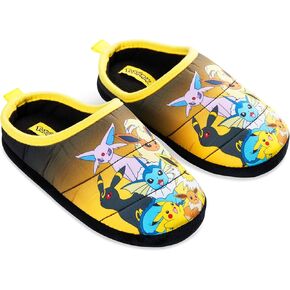 Pokemon Boys Slippers, Cosy Slip on House Shoes with Non Slip Sole - Gamer Gift