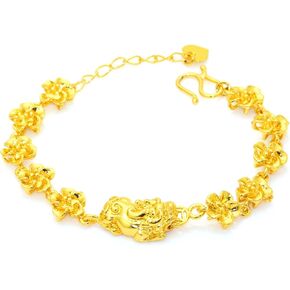 Fashion Feng Shui Pi Xiu Flower Adjustable Link Chain Bracelet 18K Gold Plated Bracelet