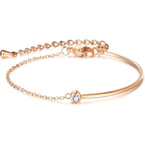 VJOSA Fashion Stainless Steel Cubic Zirconia Link Chain Bracelet