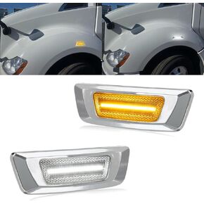 RUXIFEY LED Side Marker Light Turn Signal Position light, Front Fender Sidemarker Turn Signals Chrome Lens Lamp Assembly Compatible with Kenworth T680 T700 T880 Peterbilt 567, Pack of 2
