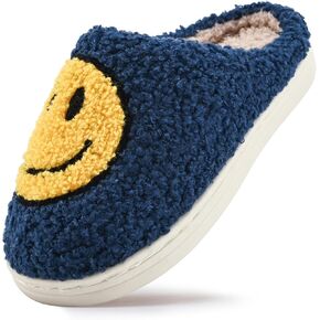 COVS Cute Kids Smile Face Slippers for Girls Boys Soft Plush Non-Slip Toddler House Slippers Little kids smile slippers Indoor Outdoor