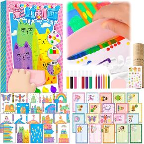 Rainbow Magic Scratch Art Set-20 Premium Scratch Paper مع أدوات 7 ألوان ، وهدايا عيد الفصح تخلق روائع وبطاقات بريدية عائمة ، وملصقات هدية إبداعية للفنانين الشباب المشمولة