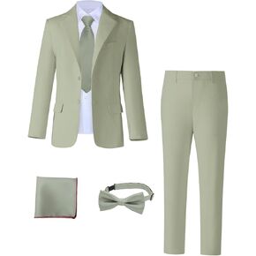 Boys Linen Suit Slim Fit 5 Pieces Formal Kids Linen Suit for Boys Teens Summer Wedding Dress Clothes