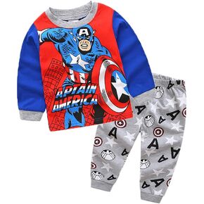 Superhero Boy's Cotton Basic Shirt Set Children's Cartoon Spider Basic Layer Long Singlet 2-piece Set