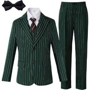Boys Slim Fit Suits Striped Formal 6 Boys Suits Set Toddler Kids Suits Blazer Pants Vest Shirt Tie Bowtie