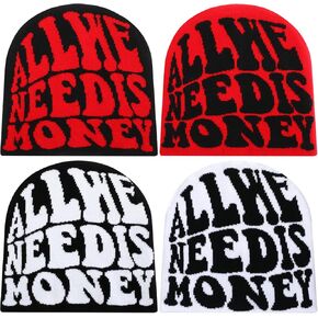 Ramede 4 Pcs Y2k Beanie Pack - Double Sided Graphic Beanies for Men and Women, Acrylic Knitted Y2k Hats Accessories