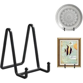 Plate Holder Easel Display Stand - 3 inch Metal Plate Stands for Display - Tabletop Picture Stand - Black Iron Easels for Display Pictures | Photo Frames | Book | Decorative Plates | Plaque - 1 Pack
