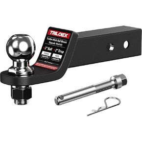 Trailer Hitch Ball Mount with 2-Inch Ball, Fits 2-in Receiver, 7,500 lbs, 2" Drop, Includes 5/8" Screw-in Hitch Pin