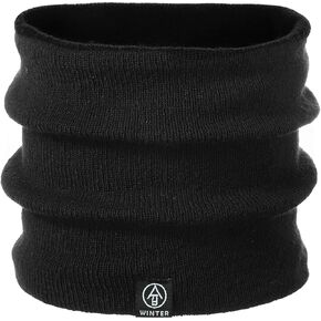 HARFINGTON Neck Warmer Winter Knitted Neck Gaiter Winter Face Mask Winter Cotton Fleece Neck Gaiter Windproof Scarf for Men Women Outdoor Ski, Black