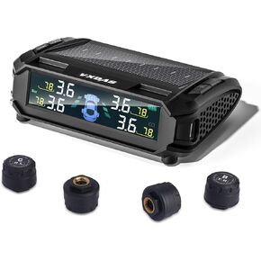 VXDAS RV Accessories نظام مراقبة ضغط الإطارات ، TPMS اللاسلكي TPMs مع 4 أجهزة استشعار و 4 أوضاع إنذار ، مراقبة ضغط الإطارات مع شاشة LCD ووضع النوم/الاستيقاظ ، سهل التثبيت من أجل RV