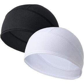 2 Pieces Skull Cap for Men Women Helmet Liner Cooling Hat Beanie Breathable Running Cycling Hat