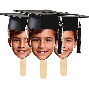 Bleu Reign Personalized Big Head Cutout Graduation Face Stick - Custom Face Cutout Unique Party Picks for Party Decor Accessories Upload Photo Image for School, End of Year, Parties