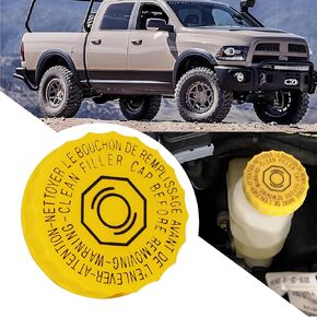 غطاء خزان سائل الفرامل ، غطاء سائل الفرامل متوافق مع دودج ، OEM#4683656AB Brake Master Cylinder Reservoir Cap لجيب Wrangler JK Grand Cherokee Ram 1500 2500 3500 (أصفر)