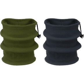 HARFINGTON Neck Warmer Winter Face Masks Winter Double Layer Fleece Neck Gaiter Windproof Scarf with Drawstring for Men Women Outdoor Ski