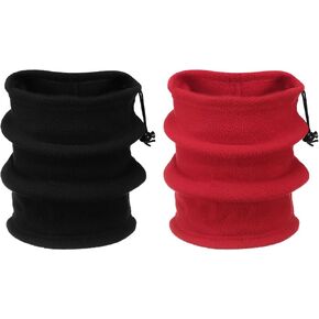 HARFINGTON Neck Warmer Winter Face Masks Winter Double Layer Fleece Neck Gaiter Windproof Scarf with Drawstring for Men Women Outdoor Ski in Kuwait