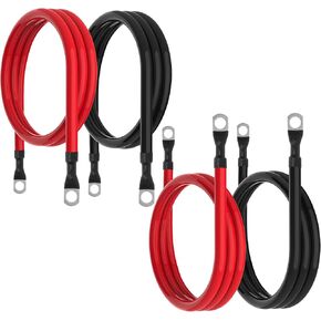2 قدم 4 كابل بطارية AWG 4 كابلات بطارية المقياس 4AWG 2 قدم من الأسلاك العاكس بطارية مع العروات 3/8 بوصة لمحولات الطاقة الشمسية ، RVs ، المعسكر ، مقطورات السفر ، السيارات ، 2 أزواج