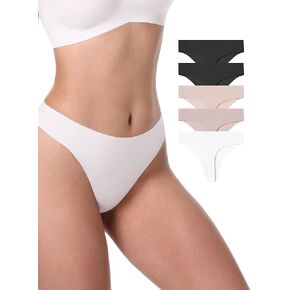 LUCKMEEY Seamless Thongs for Women No Show Thong Panties for Women No Line G-String Thongs Sexy Shapewear Underwear Pack