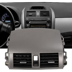 HECASA Center Dash A/C Outlet Air Vent Panel Compatible with 2008-2013 Toyota Corolla Replacment for 55670-02160 55663-02060 Adjustable Air Volume Painted Silvery Black