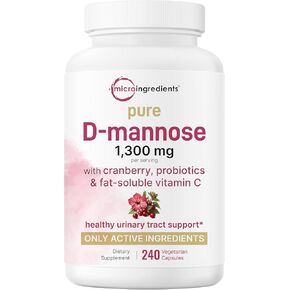 Micro Ingredients D Mannose Powder, Pure Mannose Supplement, Quick Water Soluble, Support Urinary Tract Cleanse & Bladder Health, Premium Mannose for Women and Men, Vegan Friendly.