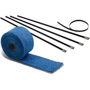 Auto Dynasty 10m Red Exhaust Heat Wrap+12 inches Long 5mm Width - Black Zip Tie