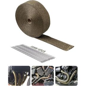 2 "× 50 'Twill نسج دراجة نارية ATV Titanium العادم العادم Wrap with 11.8" قفل (حزمة 16)-نسج twill
