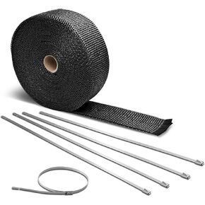 سلالة تلقائية 10 أمتار أحمر العادم التفاف حرارة+12 بوصة طويلة 5 مم عرض - ربطة عنصر سوداء in Kuwait