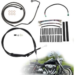 14 "Touring Ape Hools Cables Kit Extended Clutch Cable & Brake Line & Can-Bus & TBW Wires for 2008-2013 Harley Road King/Electra Glide/Street Glide/Road Glide with ABS ، Black