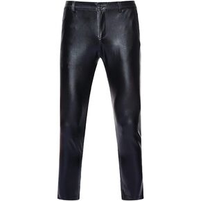 Mens Night Club Skinny Shiny Gold Coated Metallic Pants Stage Perform Singer Disco Trousers