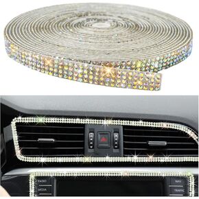 Bling Car Trim Self Adhesive, 16.4Ft Rhinestone Crystal Automotive DIY Decoration Strips for Interior & Exterior, Sparkly 5M Dashboard Decor Line Ribbons for Women Girls (Pink, 10mm)