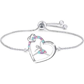 M&Ostyle Dance Bracelet for Girls Crystal Heart Pendant Bracelet Dance Jewelry Gifts for Girls Birthday christmas
