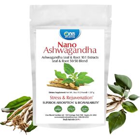 Nano Ashwagandha Leaf & Root Powder 8 أوقية (227 حصص) ، 10: 1 مستخلص ، يدعم الوضوح العقلي ، غير المعدلة وراثيًا ، نباتي ، خالي من الغلوتين