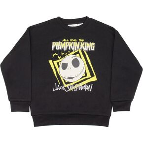 Disney Nightmare Before Christmas Boys Long Sleeve Crewneck Sweatshirt Jack Skellington - PUMPKIN KING Graphic Print Design