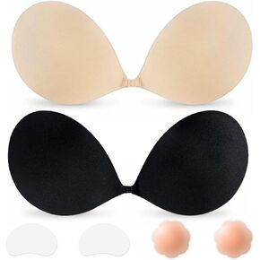 Strapless Sticky Bra Push up Invisible Stick on Bra Adhesive Bras for Women Backless Dress Reusable with Nipple Covers
