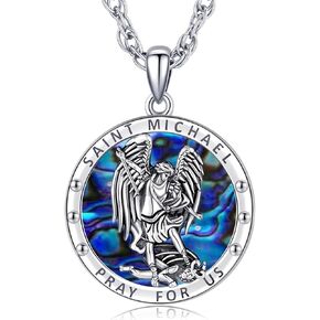 Odinstone 925 Sterling Silver St Michael/St Christopher/St Benedict/Jesus Crucifix/St Uriel/Archangel Raphael Medal Necklace for Men Women Religious Amulets Jewelry Gifts in Kuwait