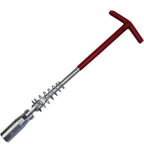 Spark Plug Wrench 5/8 Inch (16mm) ,Long Extended handle, T-handle Universal Joint Spark Plug Socket Wrench, Hex Socket Remover Installer,360-Degree Rotation Engine Spark plug tool (5/8 (16mm) Red)