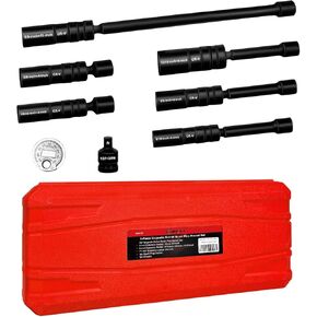 WETT 3/8-Inch Drive Magnetic Swivel Spark Plug Removal Tools Socket Set, 12 Point 360° Spark Plug Sockets with 9/16" 5/8" 13/16" 14mm Sizes, CR-V Steel