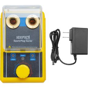 Spark Plug Tester, Dual Hole Automotive Engine Ignition Coil Tester, 0-6000RPM Adjustable Frequency, 12MM Spark Plug Socket, Protective Cover for 12V Gasoline Vehicles