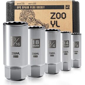 3/8 Inch Drive 5PC Spark Plug Socket Set – Innovative Spring-Loaded Ball Design for a Secure Fit, Versatile Sizes (5/8", 3/4", 13/16", 14mm, 18mm) for Effortless Precision