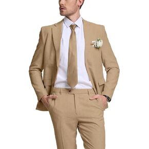 Linen Retro Mens Suit 2 Pieces Slim Fit Light Weight Linen Suit Linen Summer Suits Tuxedo Jacket Blazer Pant for Men