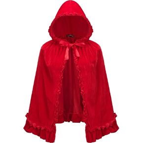 Little Red Riding Hood Costume Cape Grils ، Red Velvet Cape for Women ، Halloween Costume Cape