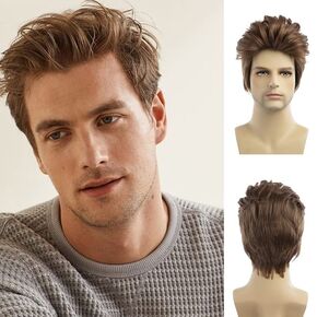 Baruisi 80s Mens Wig Blonde Short Wig Synthetic Cosplay Costume Halloween Wig for Fancy Dress