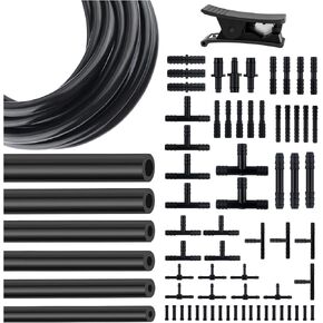 5Ft Vacuum Hose Automotive Kit,6PCS Vacuum Lines Automotive with 64PCS Vacuums Hose Connector,Pipe Cutter,ID 1/8",5/32",3/16",1/4",5/16",3/8", Silicone Hoses for Car Piping System