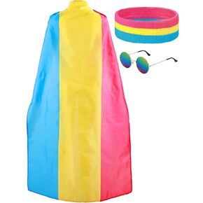 SATINIOR LGBTQ Gay Lesbian Pride Rainbow Set, Rainbow Pride Cape Headband Sunglasses for Festivals Party Celebration