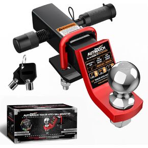 AUTMATCH Trailer Hitch Ball Mount with 2 Inch Hitch Ball - Fits 2" Receiver with Hitch Tightener, 8000Lbs Capacity Ball Hitch, 2-Inch Drop with 5/8" Hitch Lock Pin, Blue & Black