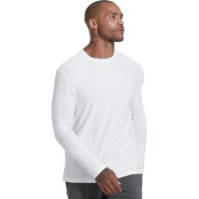 True Classic Active Long Sleeve Crew for Men, Premium Quick Dry Workout Shirts for Men, Pack of 1, White, L