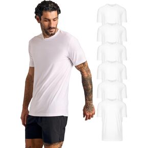 True Classic Workout Shirts for Men - Athletic Tops & Gym Shirts for Men, Quick-Dry Mens Workout Shirt, Pack of 6, White, 2XL